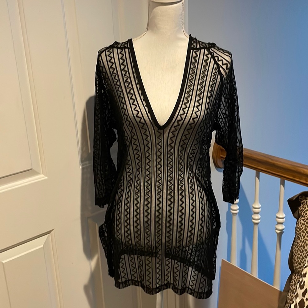 Dream Beach Black Lace V-Neck Cover-Up